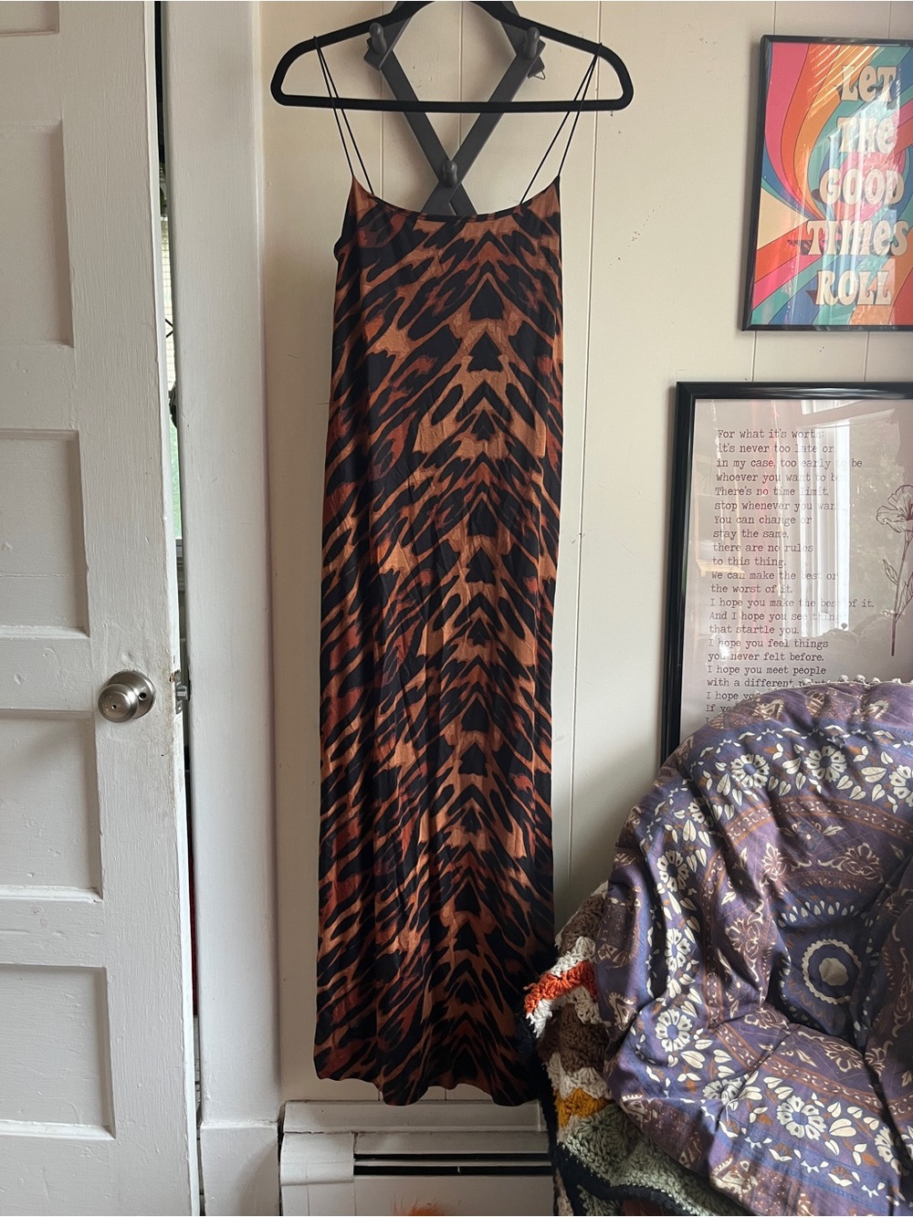 ASOS Brown & Black Animal-Print Maxi Dress